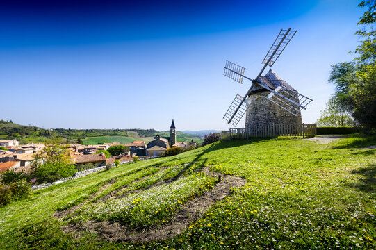 La Sallette windmill and Lautrec village