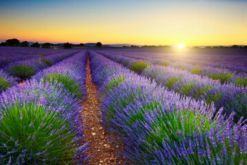 Fototapeta premium Lavender field at sunset, Provence, France
