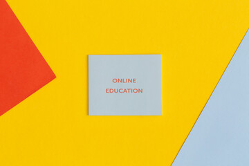 The text "Online education" on color background.