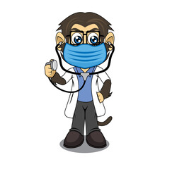 Monkey doctor cartoon character design illustration vector eps format , suitable for your design needs, logo, illustration, animation, etc.