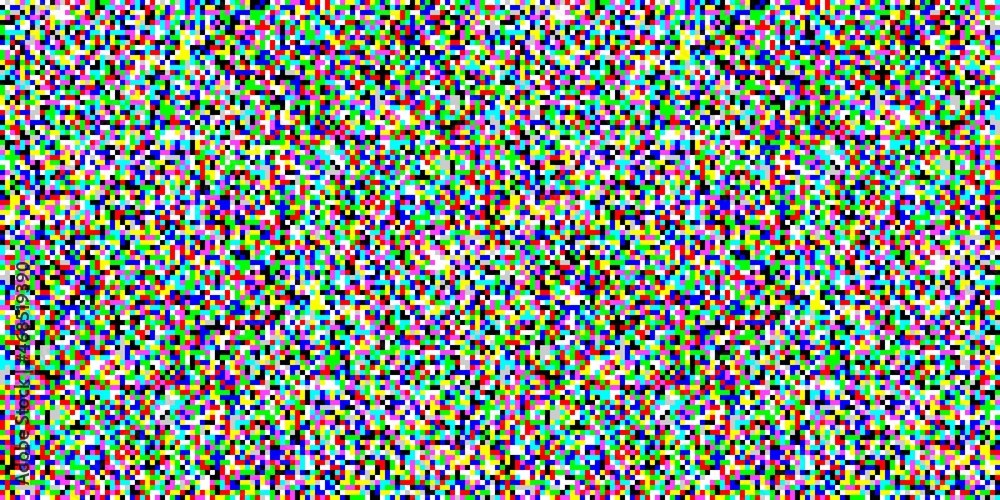 Wall mural color tv screen noise pixel glitch seamless pattern texture background vector illustration. analog t
