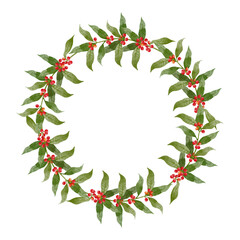 Fototapeta na wymiar Christmas border with berries branches.