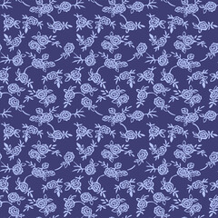 Japanese Cute Rose Motif Vector Seamless Pattern