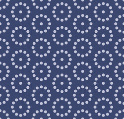 Japanese Dot Circle Flower Vector Seamless Pattern
