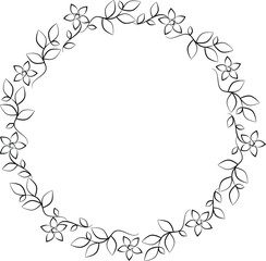 floral black and white round wreath
