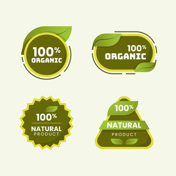 100 percent organic green label set design for healthy food