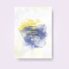 Watercolor wedding invitation card. Beautiful wedding card watercolor with splash.