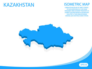 Obraz premium Modern vector isometric of Kazakhstan blue map. elements white background for concept map easy to edit and customize. eps 10