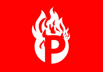 Fire P Letter Logo And Icon Design Template