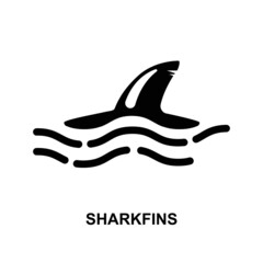 Shark fin icon isolated on white background vector illustration.