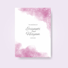Watercolor wedding invitation card. Beautiful wedding card watercolor with splash.