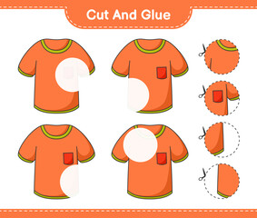 Cut and glue, cut parts of T-shirt and glue them. Educational children game, printable worksheet, vector illustration