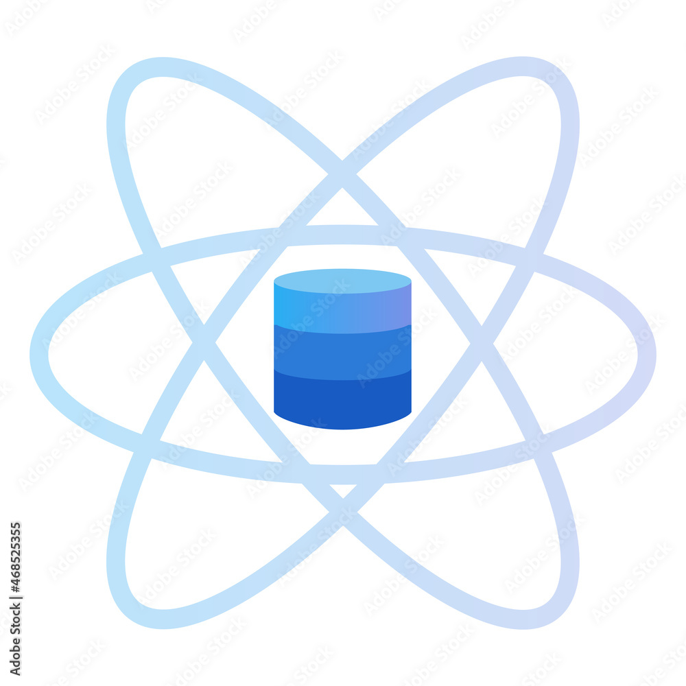 Poster data science icon database big data management symbol in blue gradient color