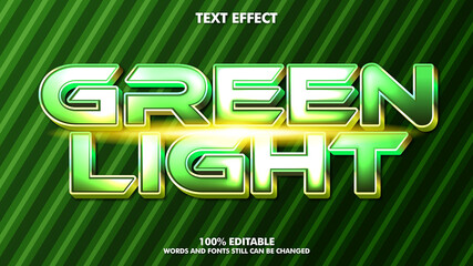 Green light editable text effects with lens flare - obrazy, fototapety, plakaty