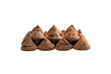 Chocolate truffles isolated on a white background.