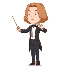 Cartoon character of music conductor.