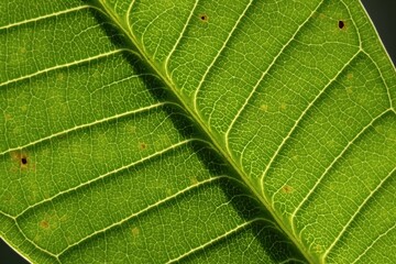 Streaks on leaves in backlit angle.