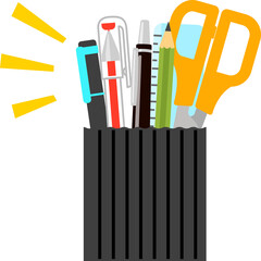 ペンやハサミを入れたペン立て