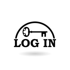 Login icon with shadow isolated on white background 