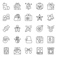 Outline icons for merry christmas.