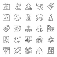 Outline icons for merry christmas.