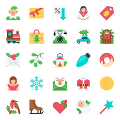 Flat icons for merry christmas.