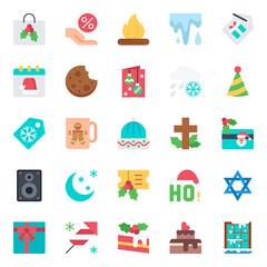 Flat icons for merry christmas.