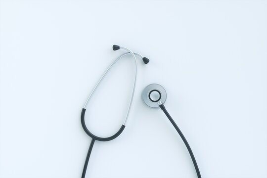 3d rendering of a stethoscope on a white background. Healthcare and medical equipment.