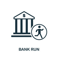 Bank Run icon. Monochrome sign from economic crisis collection. Creative Bank Run icon illustration for web design, infographics and more