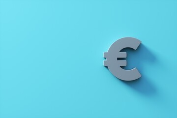 3D Rendering of a metal euro isolated on blue background