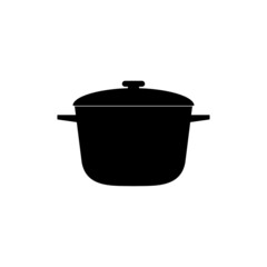The icon of the saucepan for cooking the first dishes is black on a white background.