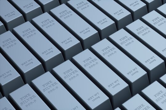Silver bars and Financial concept, 3d rendering, conceptual image.