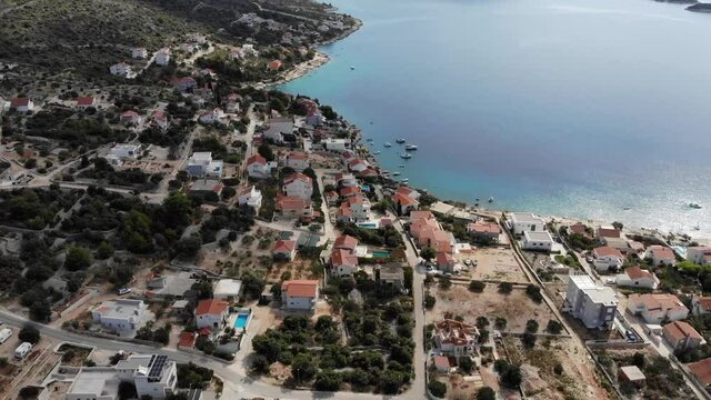 Aerial Adriatic coast, truck lift up.
