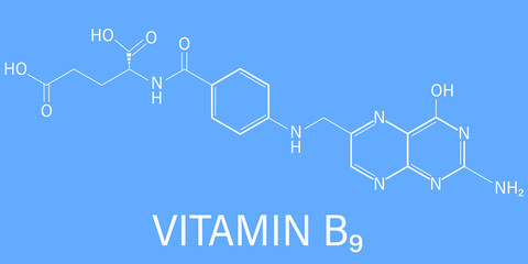 Vitamin B9 (folic acid) molecule. Skeletal formula.	
