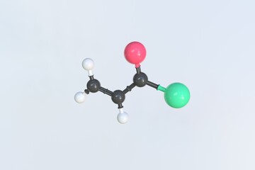 Molecule of acryloyl chloride, isolated molecular model. 3D rendering