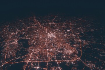 San Antonio aerial view at night. Top view on modern city with street lights - obrazy, fototapety, plakaty