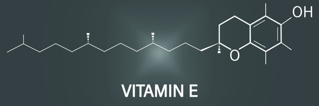 Vitamin E (alpha tocopherol) molecule. Skeletal formula.	
