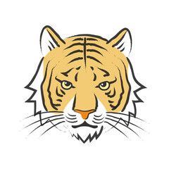 虎の顔の手書き風イラスト