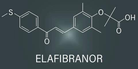 Fototapeta premium Elafibranor drug molecule skeletal formula. 