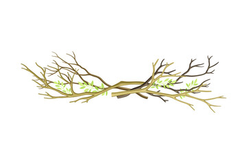 Pile of Bare Tree Branch Rested Together Vector Illustration
