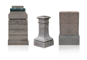 Granite pedestal isolated on a white background. Design element with clipping path