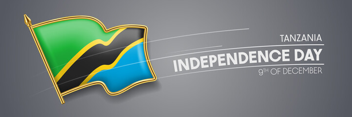 Tanzania independence day vector banner, greeting card