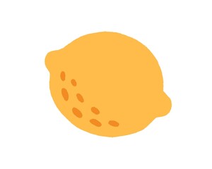 Lemon, whole fresh citrus fruit with yellow peel drawn in doodle style. Tropical food, natural vitamin C icon. Flat vector illustration isolated on white background