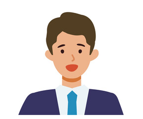 BusinessMan cartoon character. People face profiles avatars and icons. Close up image of smiling man.