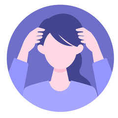 Young Woman cartoon character. People face profiles avatars and icons. Close up image of confused Woman.