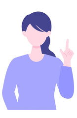 Young Woman cartoon character. People face profiles avatars and icons. Close up image of pointing Woman.