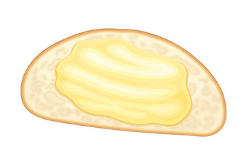 Top view of bread with spread butter. Natural dairy product on toast vector illustration