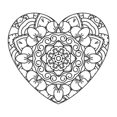 Heart with floral Mandala. Vintage decorative elements. Oriental pattern, vector illustration.