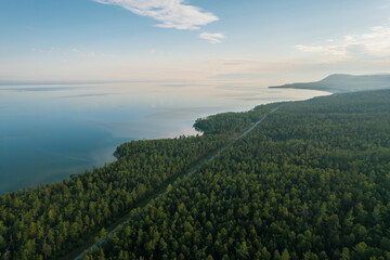Summertime imagery of Lake Baikal in morning is a rift lake located in southern Siberia, Russia....
