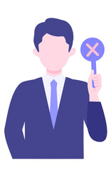 BusinessMan cartoon character. People face profiles avatars and icons. Close up image of man having warning expression .